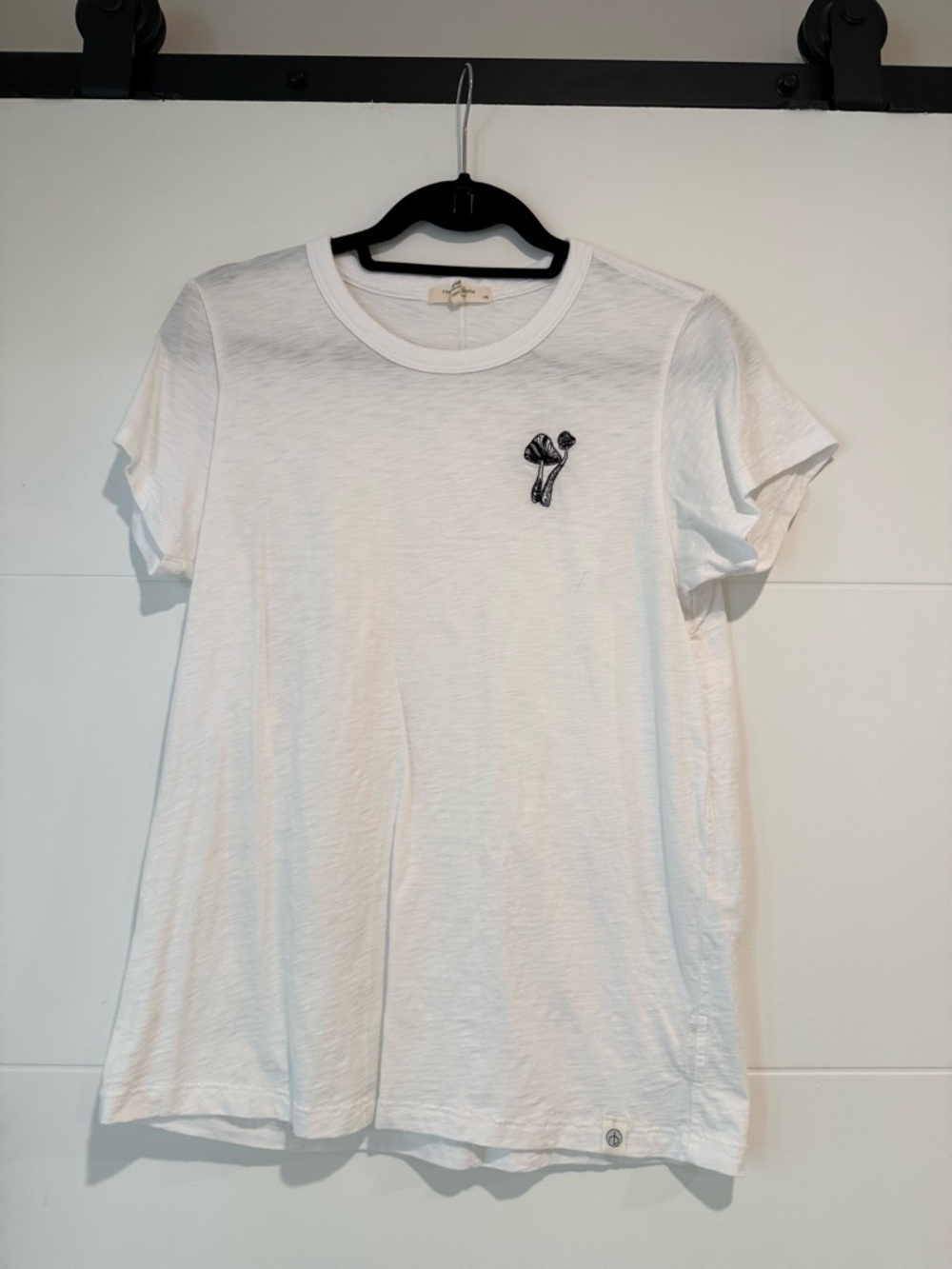 Rag & Bone Mushroom Tee White Crew Neck T-Shirt with Embroidery